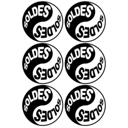 Soldes Yin Yang (6 fois 9.5x9.5cm) - Sticker/autocollant