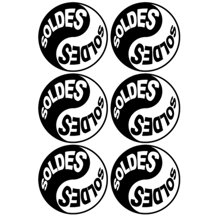 Soldes Yin Yang (6 fois 9.5x9.5cm) - Sticker/autocollant