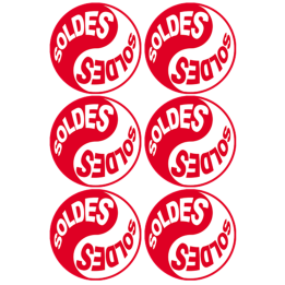 Soldes Yin Yang Rouge (6 fois 9.5x9.5cm) - Sticker/autocollant