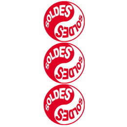Soldes Yin Yang Rouge (3 fois 9.5x9.5cm) - Sticker/autocollant
