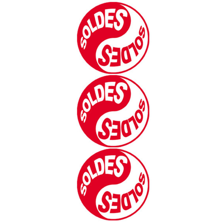 Soldes Yin Yang Rouge (3 fois 9.5x9.5cm) - Sticker/autocollant