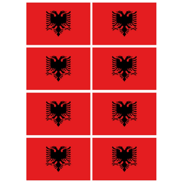 Drapeau Albanie (8 fois 9.5x6.3 cm) - Sticker/autocollant
