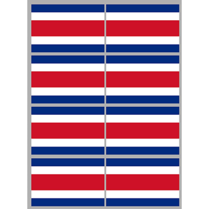 Drapeau Costa Rica (8 fois 9.5x6.3cm) - Sticker/autocollant