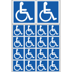 handicape moteur - 2 stickers 10cm - 16 stickers 5cm - Sticker/autocol