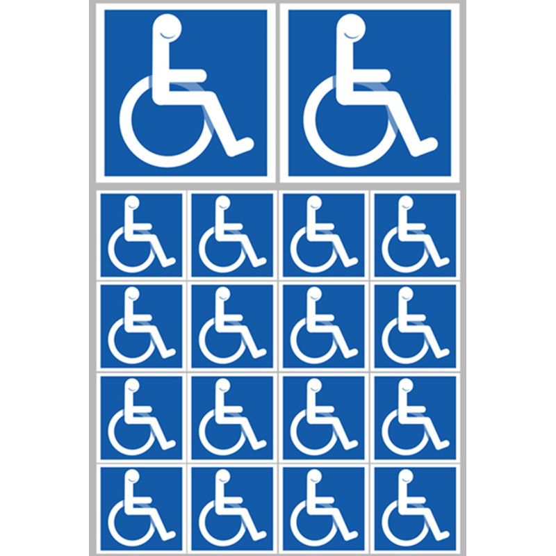 handicape moteur - 2 stickers 10cm - 16 stickers 5cm - Sticker/autocol