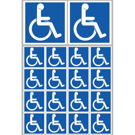handicape moteur - 2 stickers 10cm - 16 stickers 5cm - Sticker/autocol