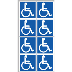 handicape moteur - 8 stickers de 5cm - Sticker/autocollant