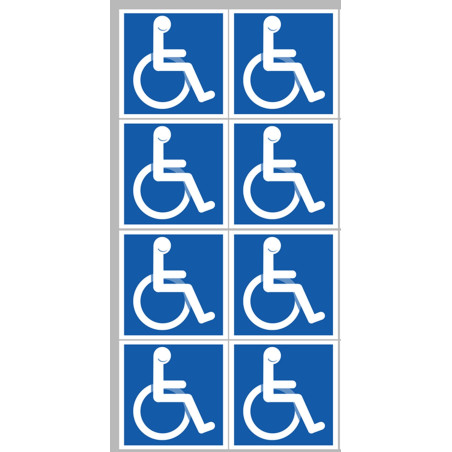 handicape moteur - 8 stickers de 5cm - Sticker/autocollant