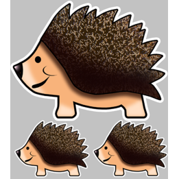 Hérisson voyageur (1 fois 21cm Larg. - 2 fois 10cm Larg.) - Sticker/a
