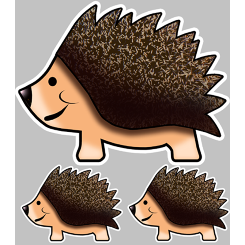 Hérisson voyageur (1 fois 21cm Larg. - 2 fois 10cm Larg.) - Sticker/a