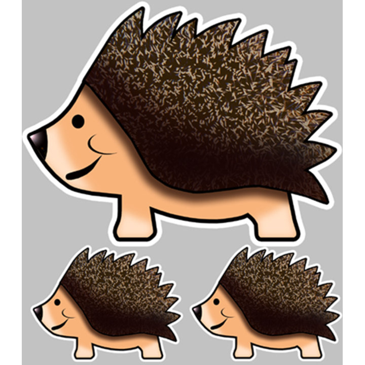 Hérisson voyageur (1 fois 21cm Larg. - 2 fois 10cm Larg.) - Sticker/a