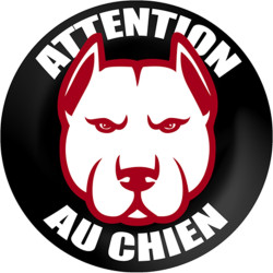 ATTENTION AU CHIEN - 9cm - Sticker/autocollant
