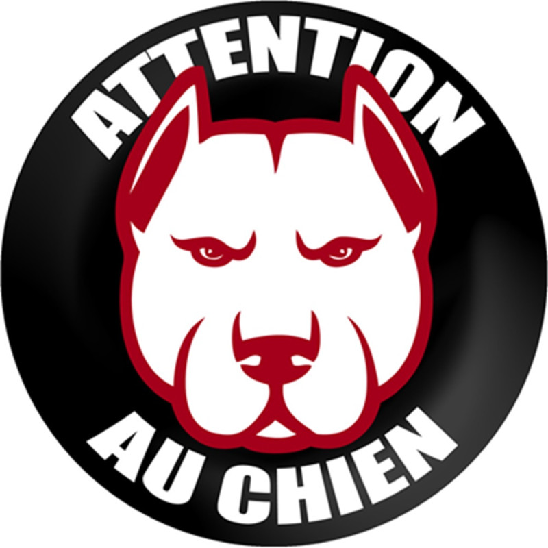 ATTENTION AU CHIEN - 9cm - Sticker/autocollant