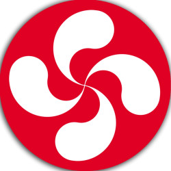 Croix Basque Blanche fond rouge - 5cm - Sticker/autocollant