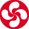 Croix Basque Blanche fond rouge - 5cm - Sticker/autocollant