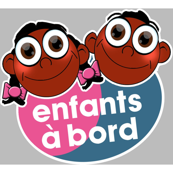 enfants à bord fille et garçon afros - 15x13,5cm - Sticker/autocolla