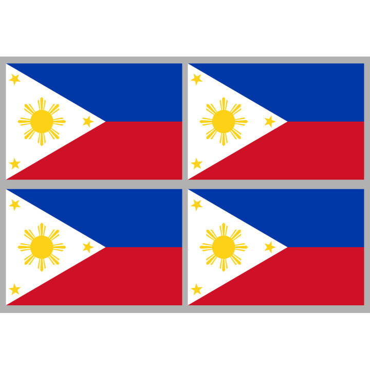 Drapeau Philippines (4 fois 9.5x6.3cm) - Sticker/autocollant