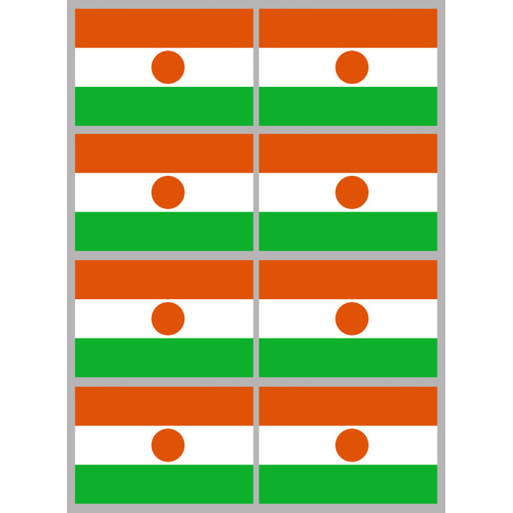 Drapeau Niger (8 fois 9.5x6.3cm) - Sticker/autocollant