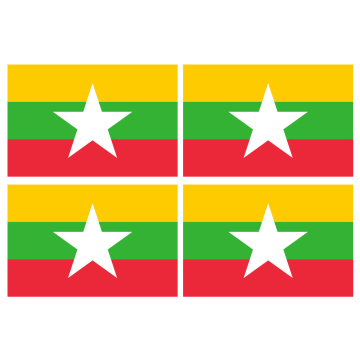 Drapeau Birmanie - 4 stickers 9,5x6,3cm - Sticker/autocollant