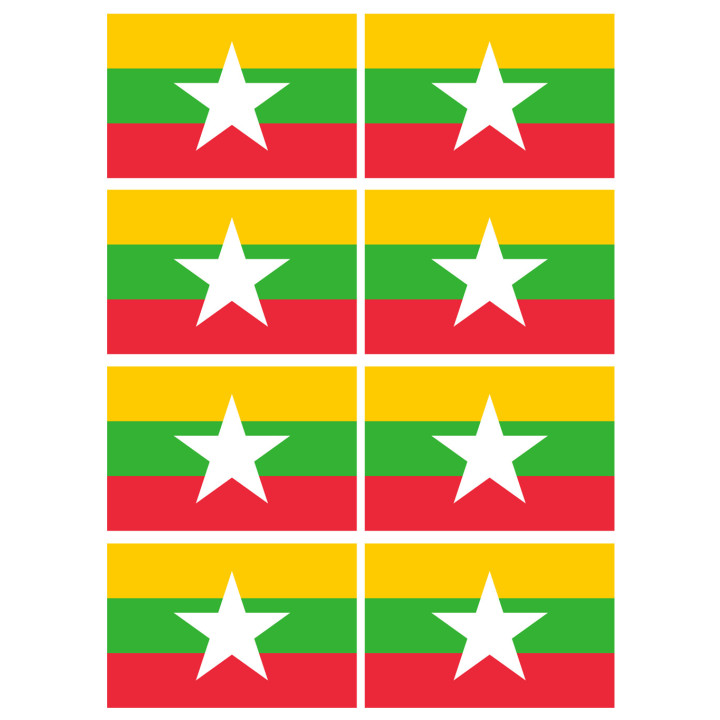 Drapeau Birmanie - 8 stickers 9,5x6,3cm - Sticker/autocollant