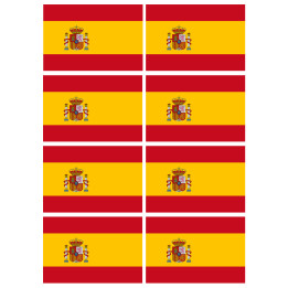 Drapeau Espagne - 8 stickers - 9.5 x 6.3 cm - Sticker/autocollant