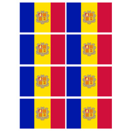 Drapeau Andorre - 8 stickers - 9.5 x 6.3 cm - Sticker/autocollant