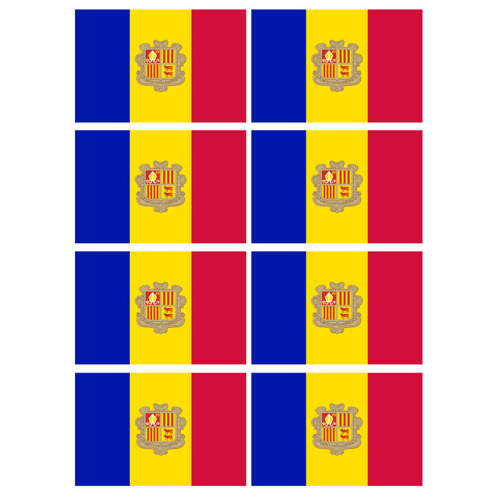 Drapeau Andorre - 8 stickers - 9.5 x 6.3 cm - Sticker/autocollant