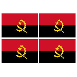 Drapeau Angola - 4 stickers - 9.5 x 6.3 cm - Sticker/autocollant