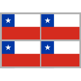 Drapeau CHILI - 4 stickers - 9.5 x 6.3 cm - Sticker/autocollant