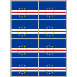 Drapeau Cap-Vert - 8 stickers - 9.5 x 6.3 cm - Sticker/autocollant