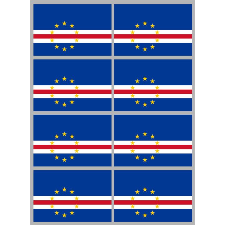 Drapeau Cap-Vert - 8 stickers - 9.5 x 6.3 cm - Sticker/autocollant
