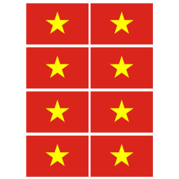 Drapeau Viet Nam - 8 stickers - 9.5 x 6.3 cm - Sticker/autocollant