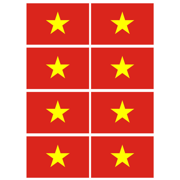 Drapeau Viet Nam - 8 stickers - 9.5 x 6.3 cm - Sticker/autocollant