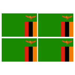 Drapeau Zambie - 4 stickers - 9.5 x 6.3 cm - Sticker/autocollant