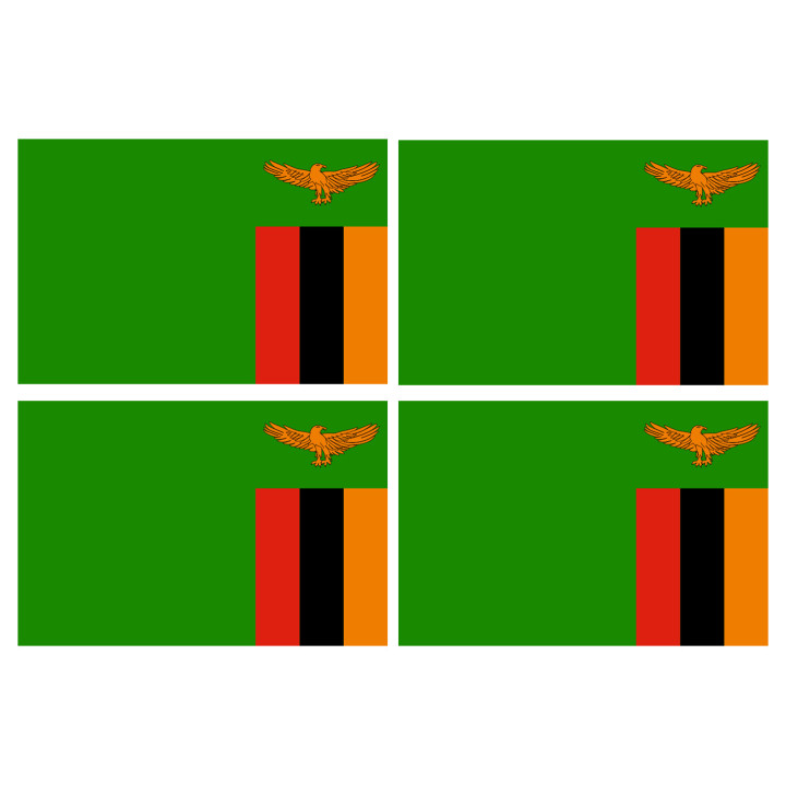 Drapeau Zambie - 4 stickers - 9.5 x 6.3 cm - Sticker/autocollant