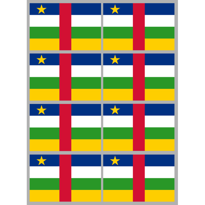 Drapeau République centrafricaine - 8 stickers - 9.5 x 6.3 cm - Stick