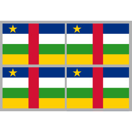Drapeau République centrafricaine - 4 stickers - 9.5 x 6.3 cm - Stick