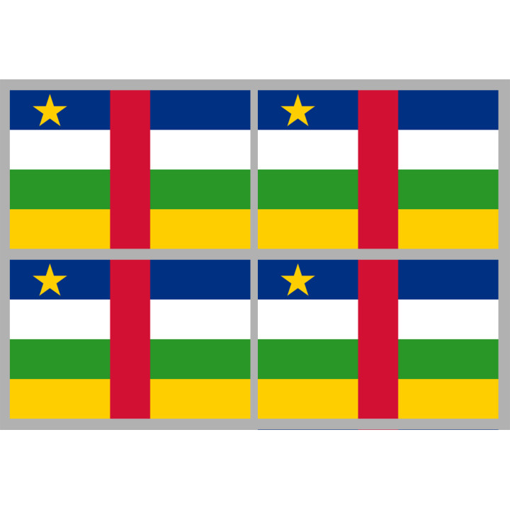 Drapeau République centrafricaine - 4 stickers - 9.5 x 6.3 cm - Stick