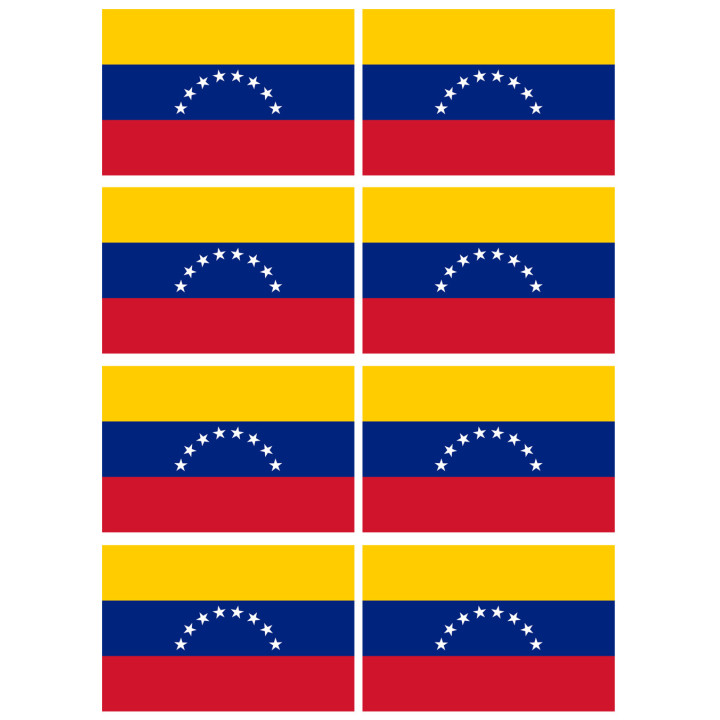 Drapeau Vénézuela - 8 stickers - 9.5 x 6.3 cm - Sticker/autocollant