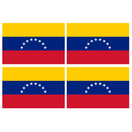 Drapeau Vénézuela - 4 stickers - 9.5 x 6.3 cm - Sticker/autocollant