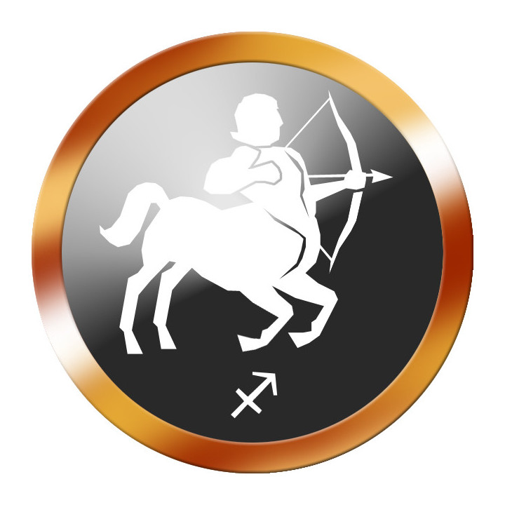 signe du zodiaque sagittaire rond doré - 10cm - Sticker/autocollant