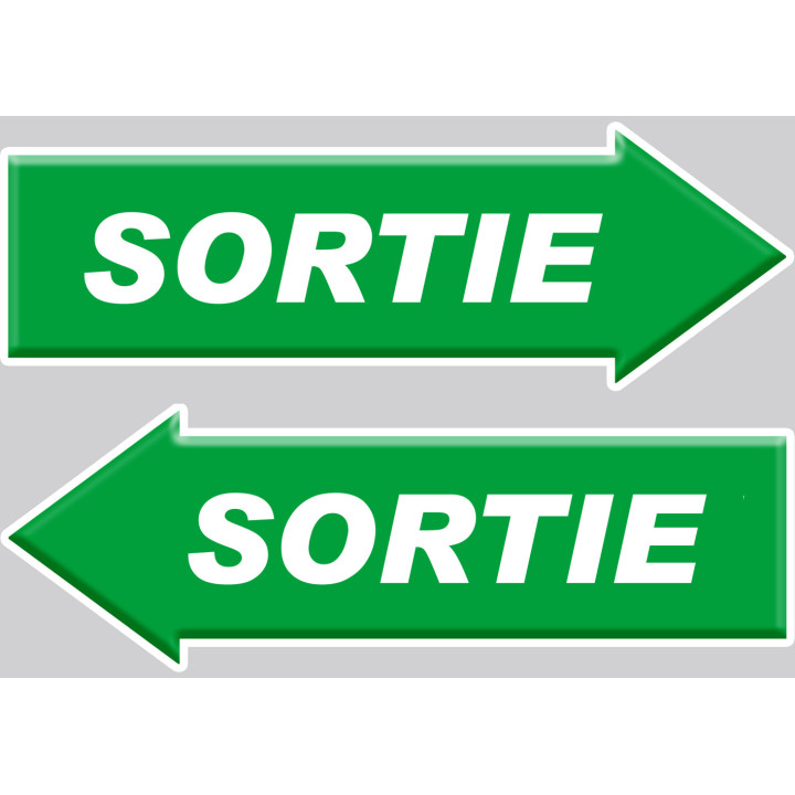 sortie flèche droite et gauche - 2 stickers 20x7cm - Sticker/autocoll