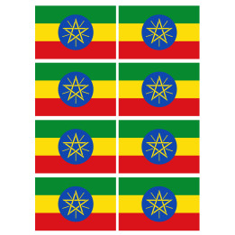 Drapeau Ethiopie - 8 stickers - 9.5 x 6.3 cm - Sticker/autocollant