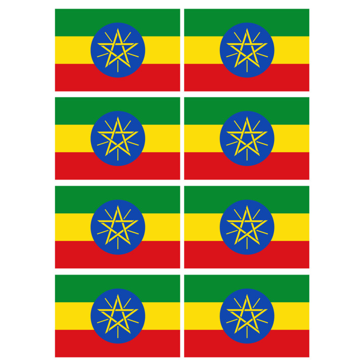 Drapeau Ethiopie - 8 stickers - 9.5 x 6.3 cm - Sticker/autocollant