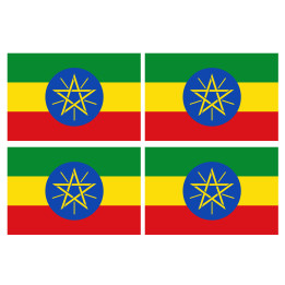 Drapeau Ethiopie - 4 stickers - 9.5 x 6.3 cm - Sticker/autocollant