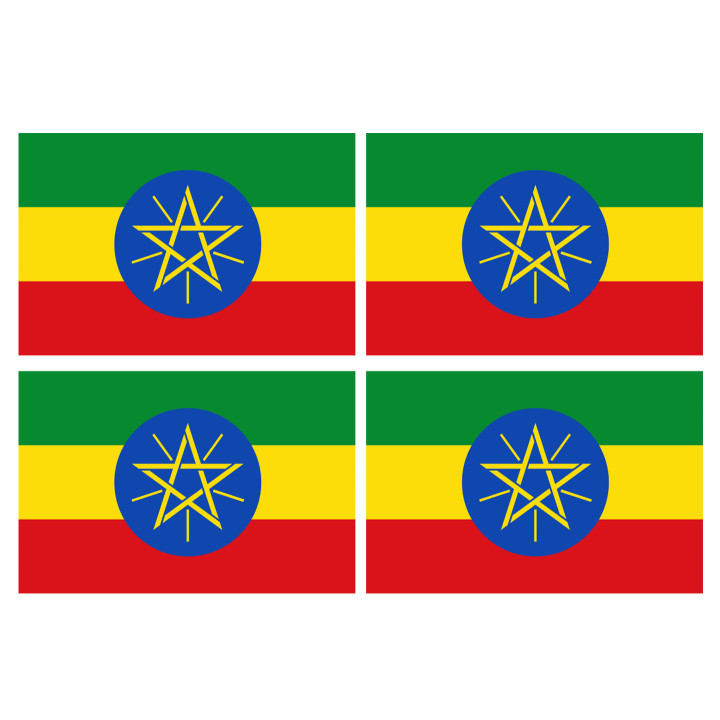 Drapeau Ethiopie - 4 stickers - 9.5 x 6.3 cm - Sticker/autocollant