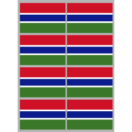 Drapeau Gambie - 8 stickers - 9.5 x 6.3 cm - Sticker/autocollant