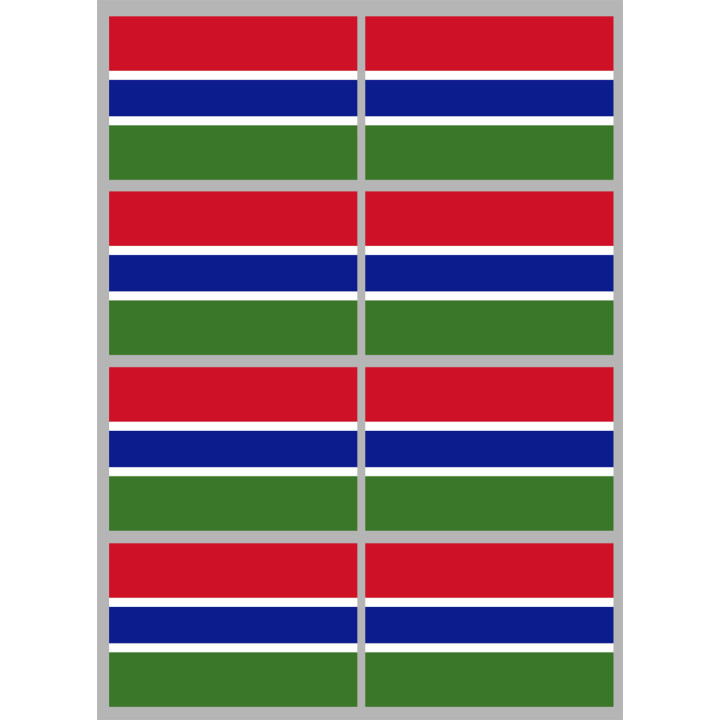 Drapeau Gambie - 8 stickers - 9.5 x 6.3 cm - Sticker/autocollant
