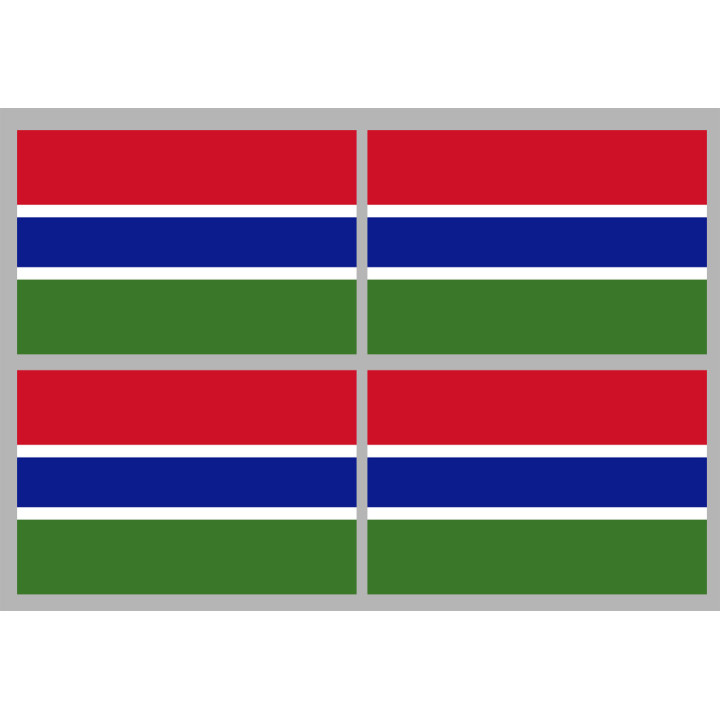 Drapeau Gambie - 4 stickers - 9.5 x 6.3 cm - Sticker/autocollant