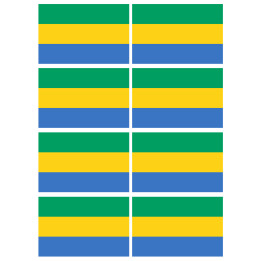 Drapeau Gabon - 8 stickers - 9.5 x 6.3 cm - Sticker/autocollant